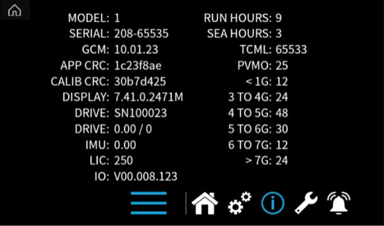 Seakeeper Dash Settings details